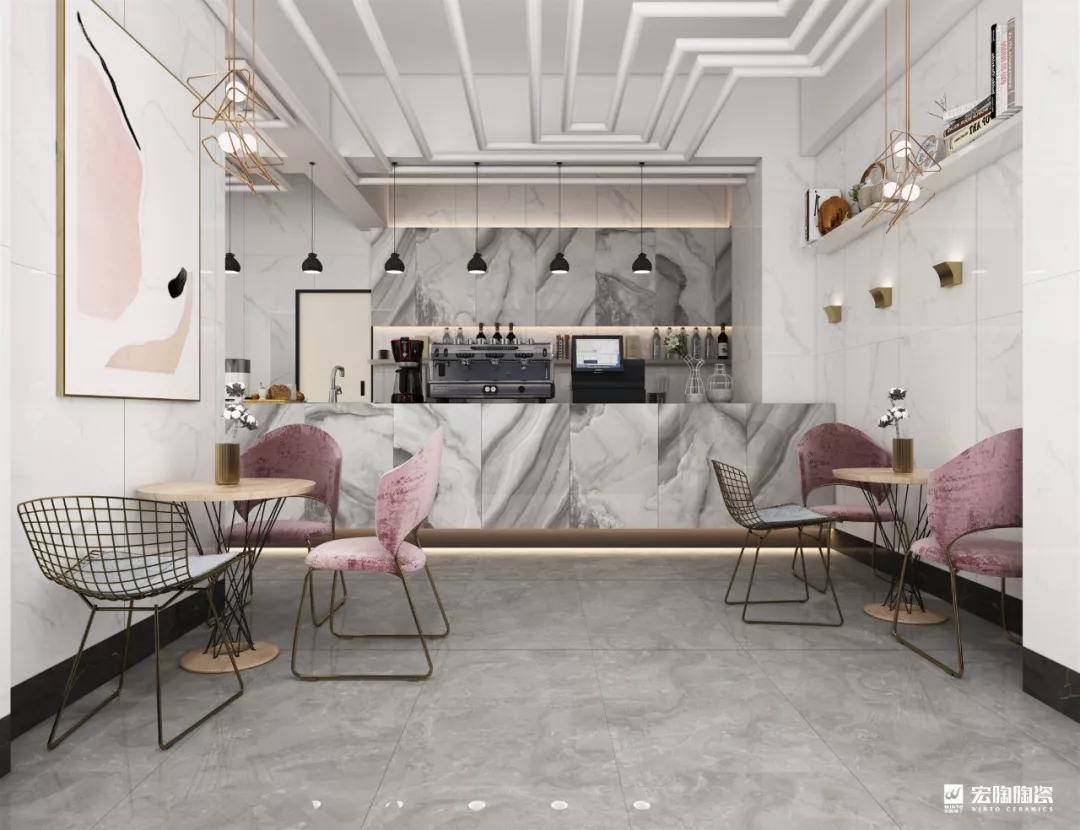 腾博会官网餐厅森系瓷砖效果图