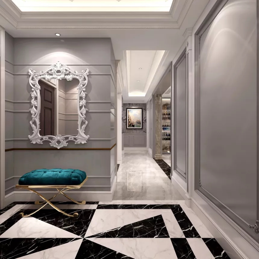 腾博会官网和地砖装修玄关和客厅效果图