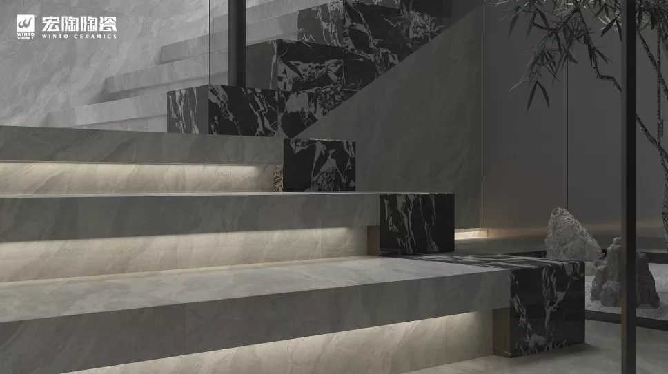 腾博会官网奥尼灰瓷砖地砖装修效果图