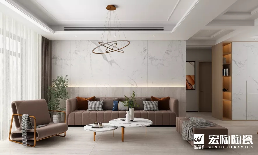 腾博会官网岩板客厅装修效果图展示