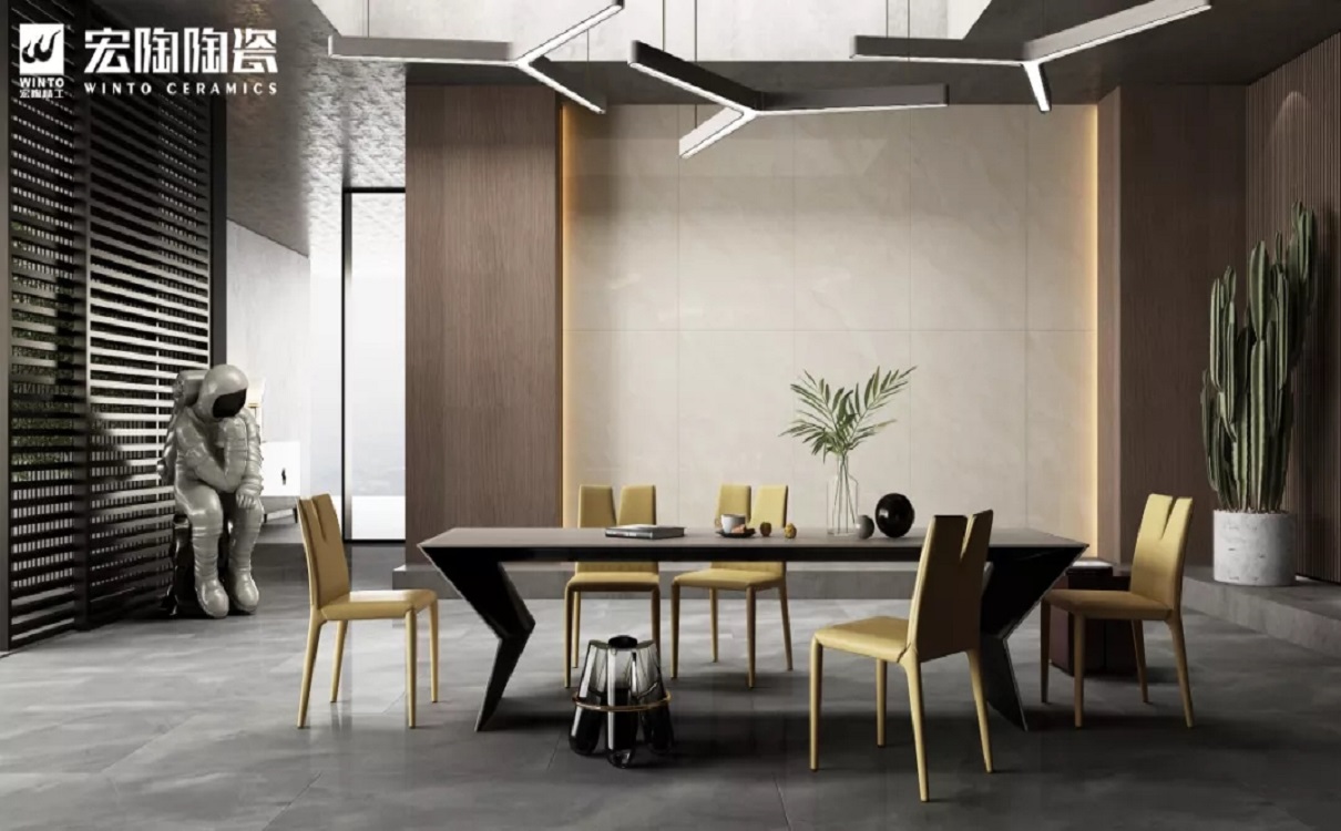 腾博会官网陶瓷大板配景墙装修效果图