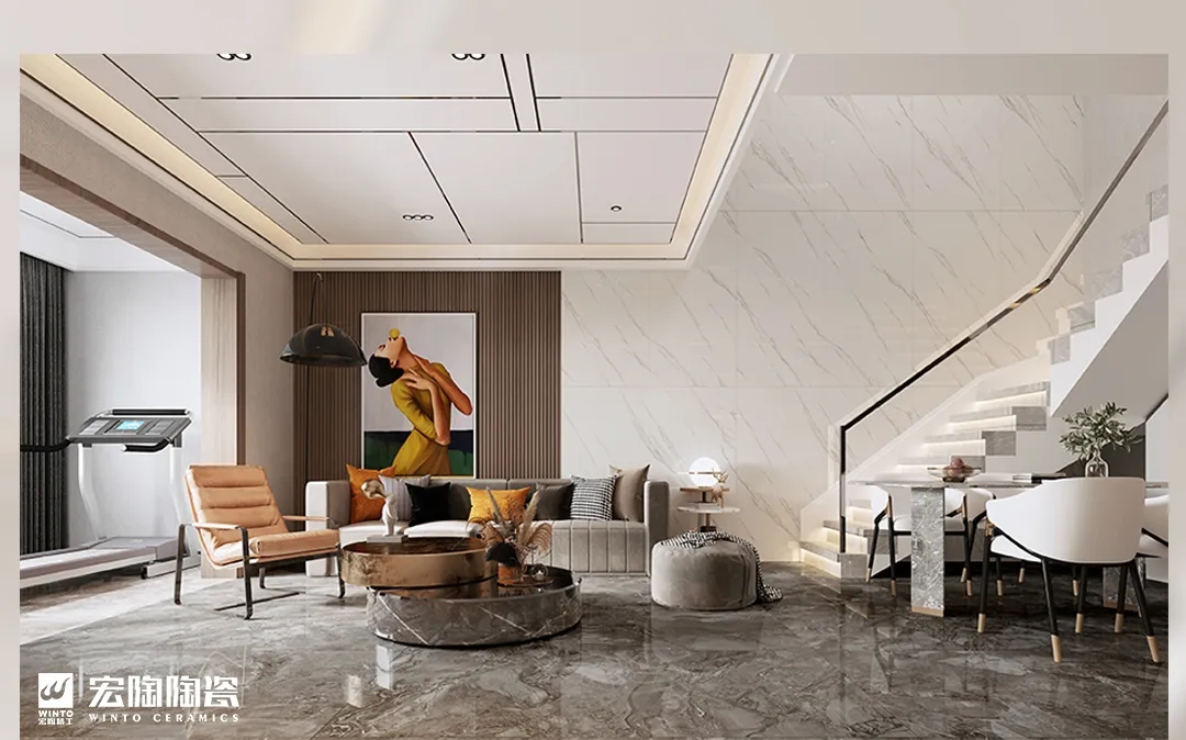 腾博会官网海棠白瓷砖地砖客厅装修效果图