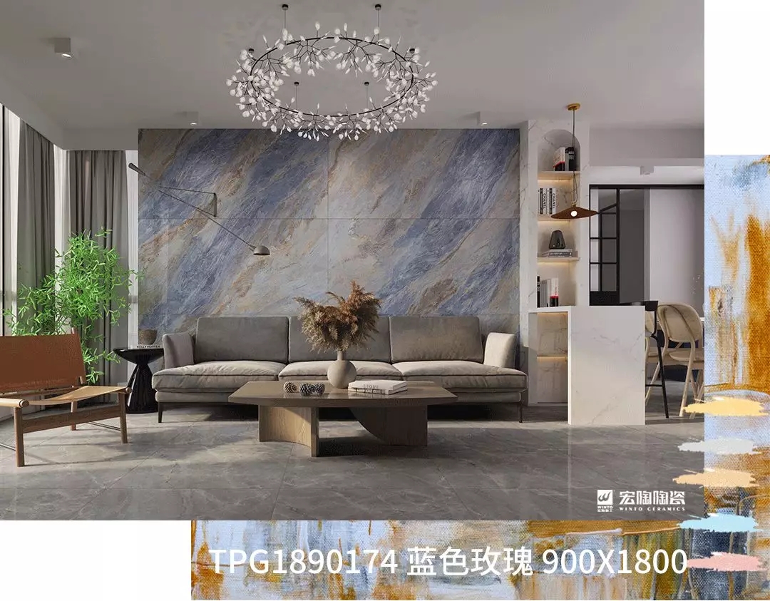 腾博会官网蓝色玫瑰900X1800MM瓷砖地砖装修效果图