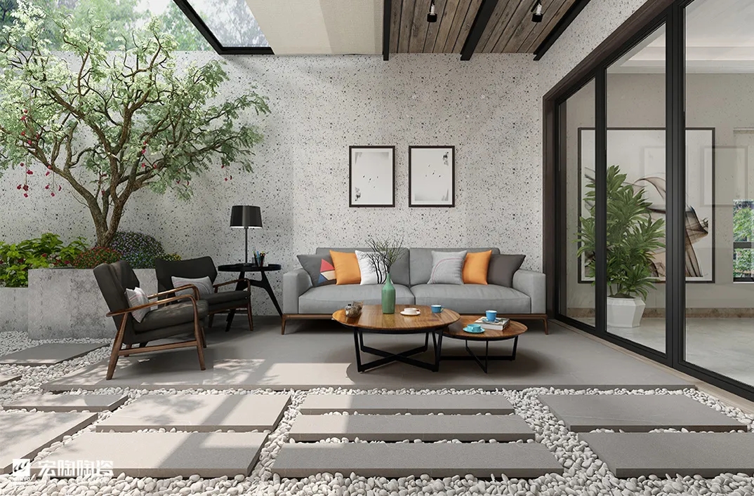 腾博会官网地砖TPVGM26001M马卡龙浅灰600×1200×15.5mm效果图