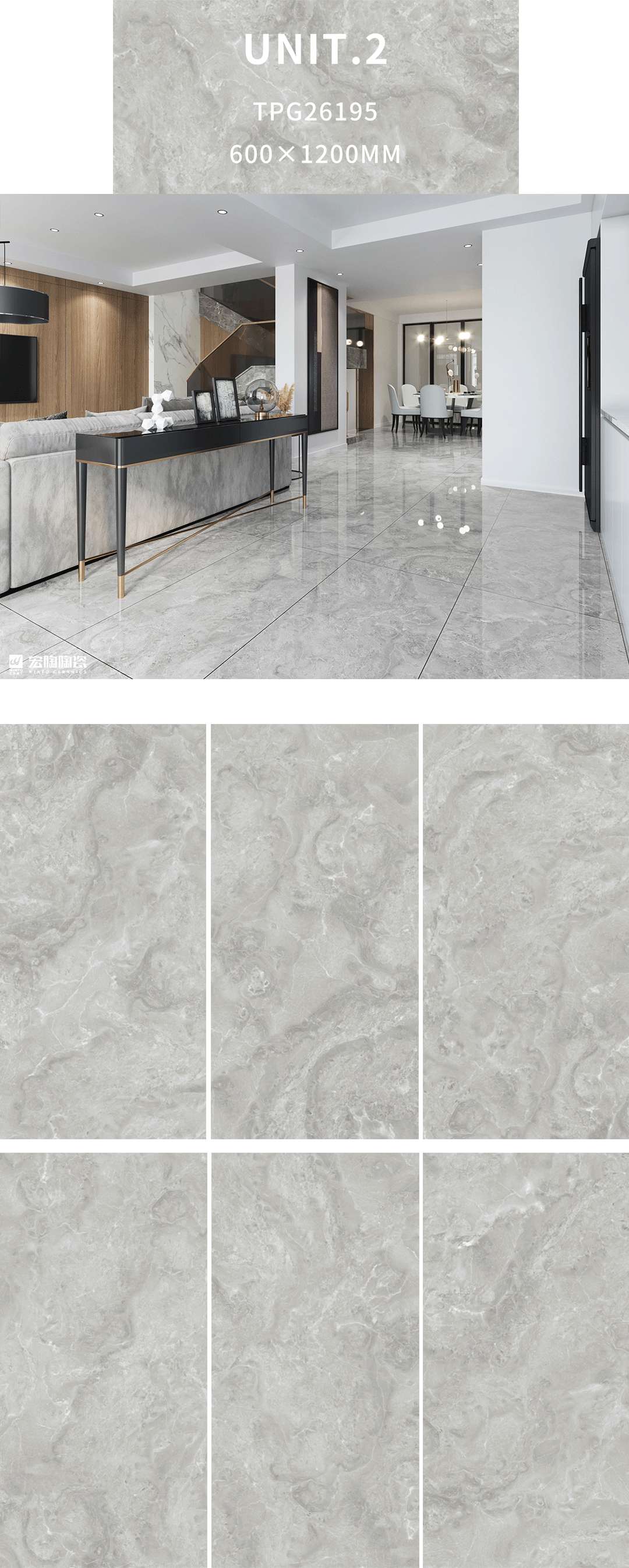 腾博会官网TPG26195瓷砖地瓷600×1200mm客厅效果图