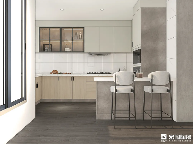 腾博会官网TCB1220011+TPGR84001 斐拉云杉+慕仕塔地砖白效果图