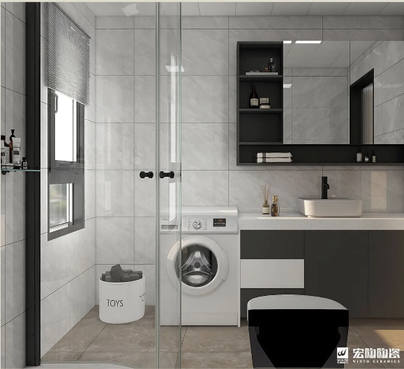 腾博会官网TPGR84002 瓦莱特灰+TG60175P地砖效果图