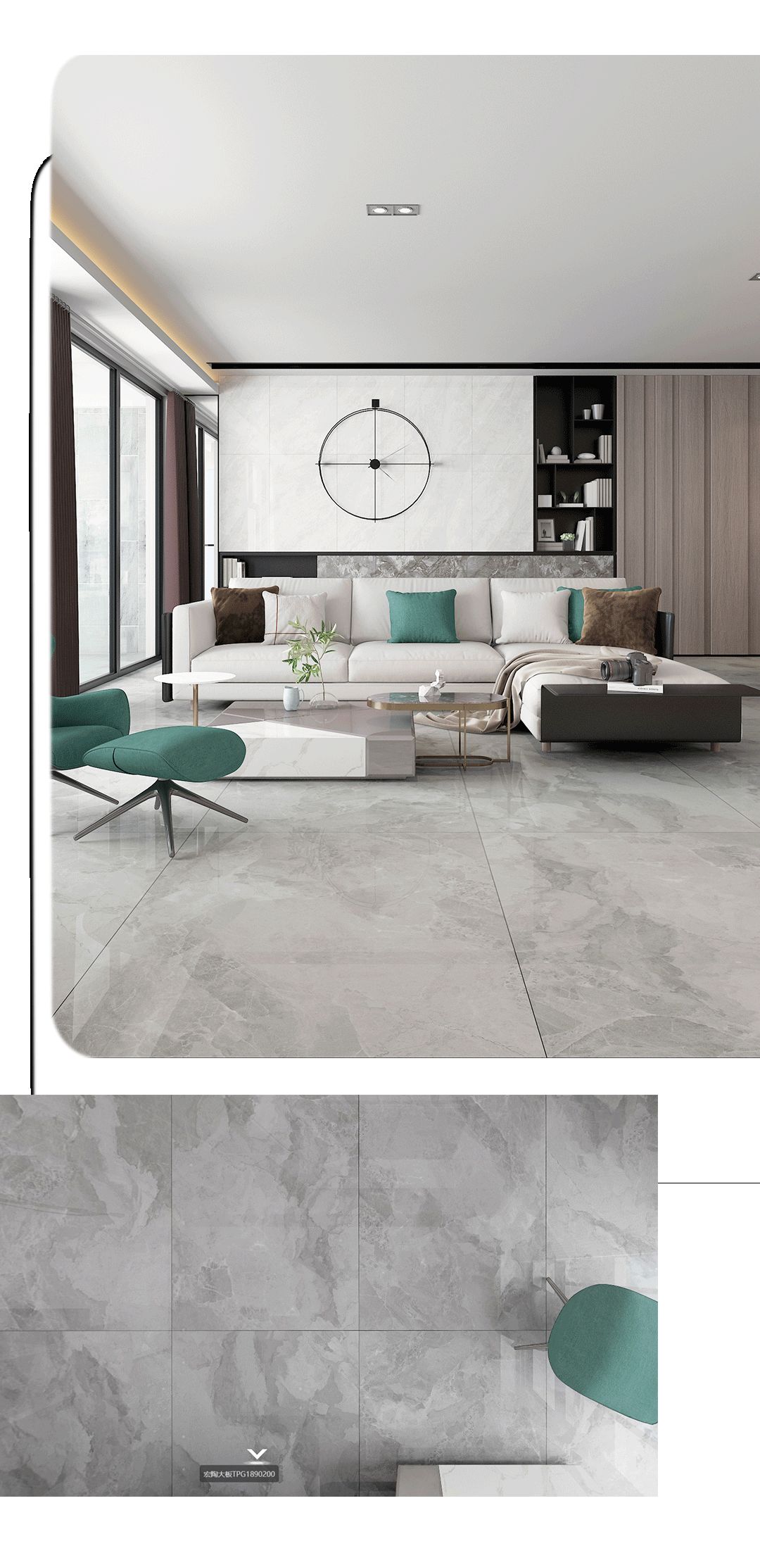 腾博会官网900x1800mm陶瓷大板鱼肚白装修效果图