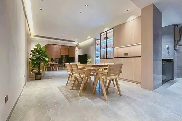 腾博会官网质感砖高级灰客厅效果图