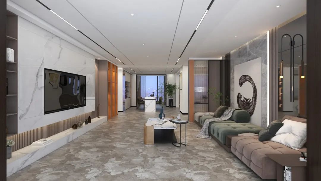 腾博会官网陶瓷大板马赛金棕装修效果图