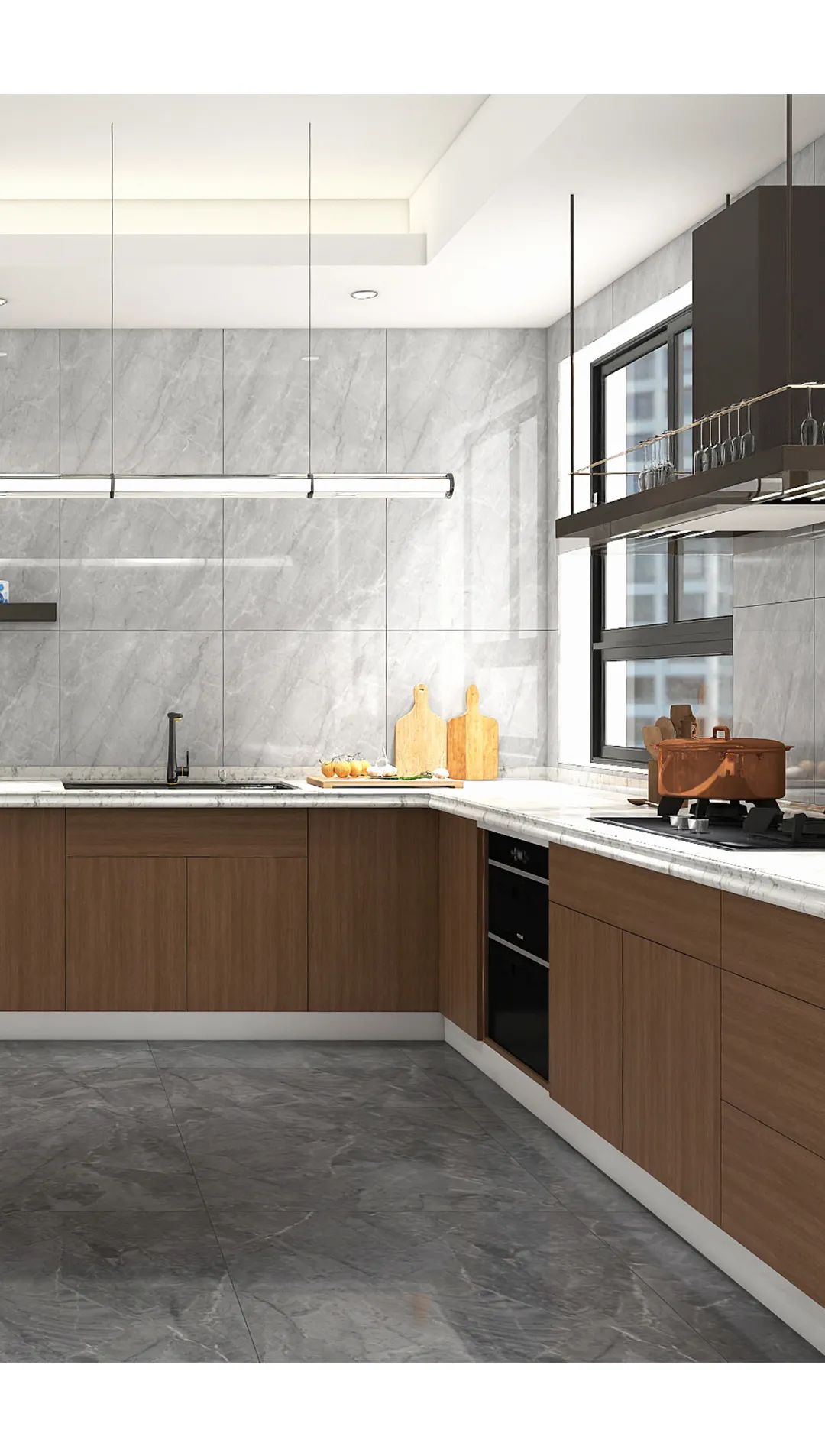 腾博会官网质感砖TPGR26019 普达佩斯餐厨一体效果图