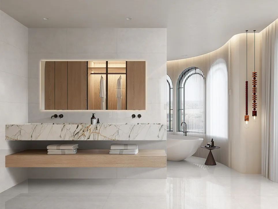 900X1800mm 路斯棕灰、白玉兰等系列腾博会官网陶瓷大板装修效果图