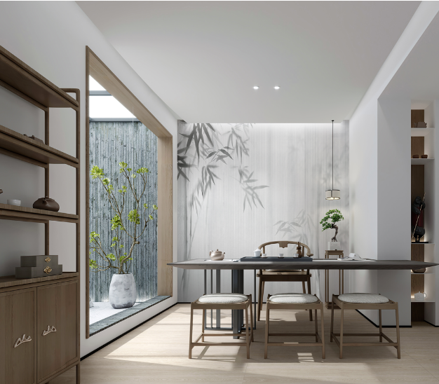 腾博会官网质感砖茶楼装修效果图