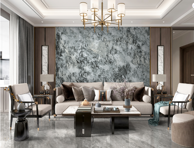 腾博会官网质感砖客厅装修效果图