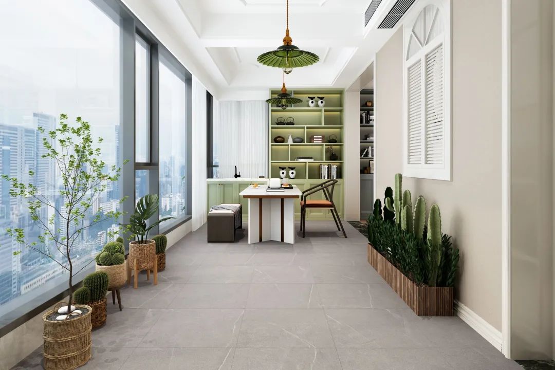 腾博会官网地砖阳台改书房装修效果图